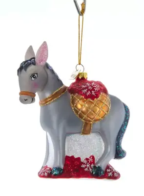 Kurt S. Adler glazen kerstbal ezel 13cm grijs - afbeelding 1