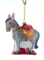 Kurt S. Adler glazen kerstbal ezel 13cm grijs - afbeelding 1