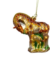 Kurt S. Adler glazen kerstbal giraf met jong 18cm bruin - afbeelding 1