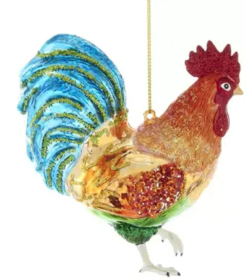 Kurt S. Adler glazen kerstbal haan 9cm multi - afbeelding 1