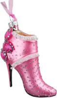 Kurt S. Adler glazen kerstbal hoge hak 10cm roze - afbeelding 1