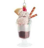 Kurt S. Adler glazen kerstbal ijscoupe 13cm multi - afbeelding 1