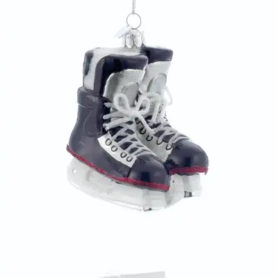 Kurt S. Adler glazen kerstbal ijshockeyschaatsen 11cm zwart, wit - afbeelding 1