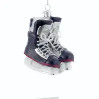 Kurt S. Adler glazen kerstbal ijshockeyschaatsen 11cm zwart, wit - afbeelding 1