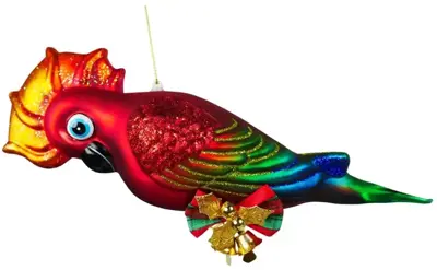 Kurt S. Adler glazen kerstbal kaketoe 14cm rood - afbeelding 1