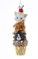 Kurt S. Adler glazen kerstbal katten ijs 14cm multi - afbeelding 1