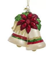 Kurt S. Adler glazen kerstbal kerstklokje 10cm multi - afbeelding 1