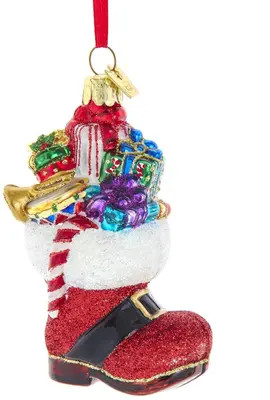 Kurt S. Adler glazen kerstbal kerstlaars 9cm multi - afbeelding 1