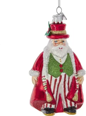 Kurt S. Adler glazen kerstbal kerstman 12cm rood, wit - afbeelding 1