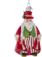Kurt S. Adler glazen kerstbal kerstman 12cm rood, wit - afbeelding 1