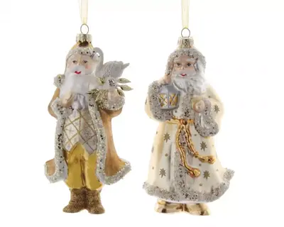 Kurt S. Adler glazen kerstbal kerstman 16cm goud  - afbeelding 1