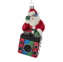 Kurt S. Adler glazen kerstbal kerstman dj 13cm multi - afbeelding 1