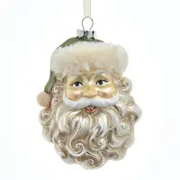 Kurt S. Adler glazen kerstbal kerstman hoofd 13.5cm wit, groen - afbeelding 1
