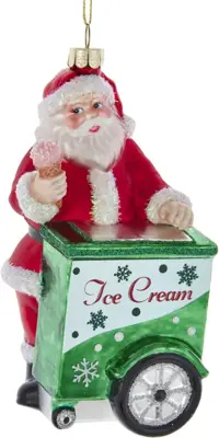 Kurt S. Adler glazen kerstbal kerstman ijsverkoper 13cm multi - afbeelding 1