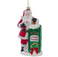 Kurt S. Adler glazen kerstbal kerstman met brievenbus 15cm multi - afbeelding 1