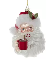 Kurt S. Adler glazen kerstbal kerstman met chocolademelk 13cm rood, wit  kopen?