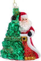 Kurt S. Adler glazen kerstbal kerstman met kerstboom 18cm multi  kopen?