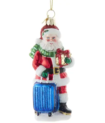 Kurt S. Adler glazen kerstbal kerstman met koffer 7.5cm multi - afbeelding 1