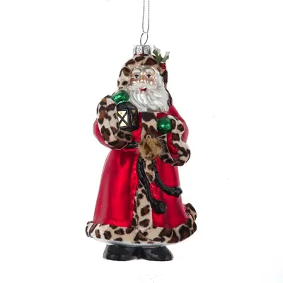 Kurt S. Adler glazen kerstbal kerstman met lamp panterprint 15cm multi - afbeelding 1