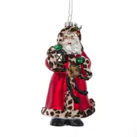 Kurt S. Adler glazen kerstbal kerstman met lamp panterprint 15cm multi - afbeelding 1