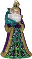 Kurt S. Adler glazen kerstbal kerstman met pauw 13cm multi - afbeelding 1