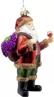 Kurt S. Adler glazen kerstbal kerstman met wijnglas 14cm multi  - afbeelding 1