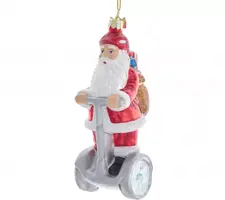Kurt S. Adler glazen kerstbal kerstman op segway 12cm multi - afbeelding 1