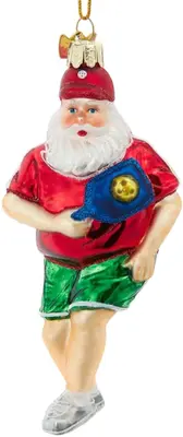 Kurt S. Adler glazen kerstbal kerstman pickleball 13cm multi - afbeelding 1