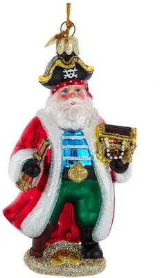 Kurt S. Adler glazen kerstbal kerstman piraat 11cm multi - afbeelding 1
