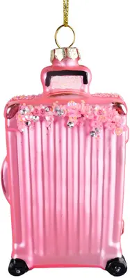 Kurt S. Adler glazen kerstbal koffer 10cm roze - afbeelding 1