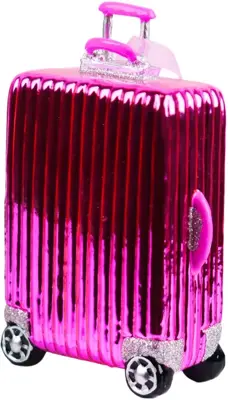 Kurt S. Adler glazen kerstbal koffer 13cm roze - afbeelding 1