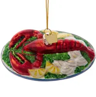 Kurt S. Adler glazen kerstbal kreeft op bord 10cm multi - afbeelding 1