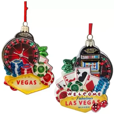 Kurt S. Adler glazen kerstbal las vegas 12cm multi - afbeelding 1
