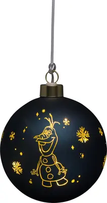 Kurt S. Adler glazen kerstbal met verlichting Disney Frozen 10cm zwart - afbeelding 1