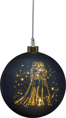 Kurt S. Adler glazen kerstbal met verlichting Disney Frozen 15cm zwart - afbeelding 1