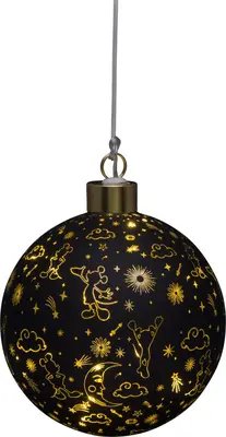 Kurt S. Adler glazen kerstbal met verlichting Disney Mickey Mouse 10cm zwart - afbeelding 1