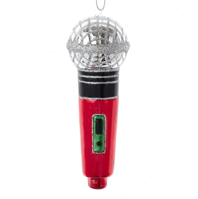 Kurt S. Adler glazen kerstbal microfoon 12cm rood - afbeelding 1