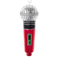 Kurt S. Adler glazen kerstbal microfoon 12cm rood - afbeelding 1