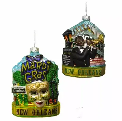 Kurt S. Adler glazen kerstbal new orleans 12cm multi - afbeelding 1