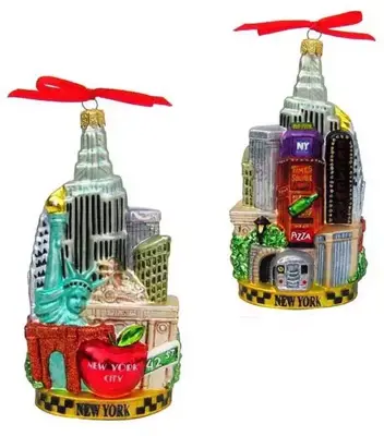 Kurt S. Adler glazen kerstbal new york 14cm multi - afbeelding 1