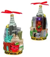 Kurt S. Adler glazen kerstbal new york 14cm multi - afbeelding 1
