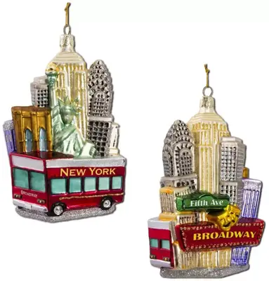 Kurt S. Adler glazen kerstbal new york 14cm multi - afbeelding 1