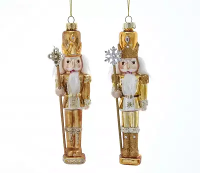 Kurt S. Adler glazen kerstbal notenkraker 17cm goud  - afbeelding 1