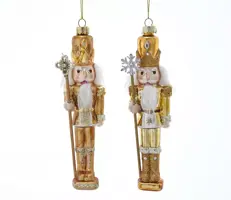 Kurt S. Adler glazen kerstbal notenkraker 17cm goud  - afbeelding 1