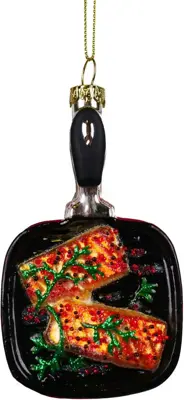 Kurt S. Adler glazen kerstbal pan met zalm 11cm multi - afbeelding 1