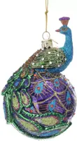 Kurt S. Adler glazen kerstbal pauw 13cm multi - afbeelding 1