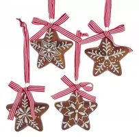 Kurt S. Adler glazen kerstbal peperkoek ster 9cm bruin, rood  - afbeelding 1