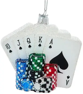 Kurt S. Adler glazen kerstbal pokerset 11cm multi - afbeelding 1