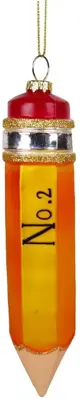 Kurt S. Adler glazen kerstbal potlood 'no.2' 12cm geel - afbeelding 1