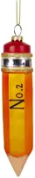Kurt S. Adler glazen kerstbal potlood 'no.2' 12cm geel - afbeelding 1